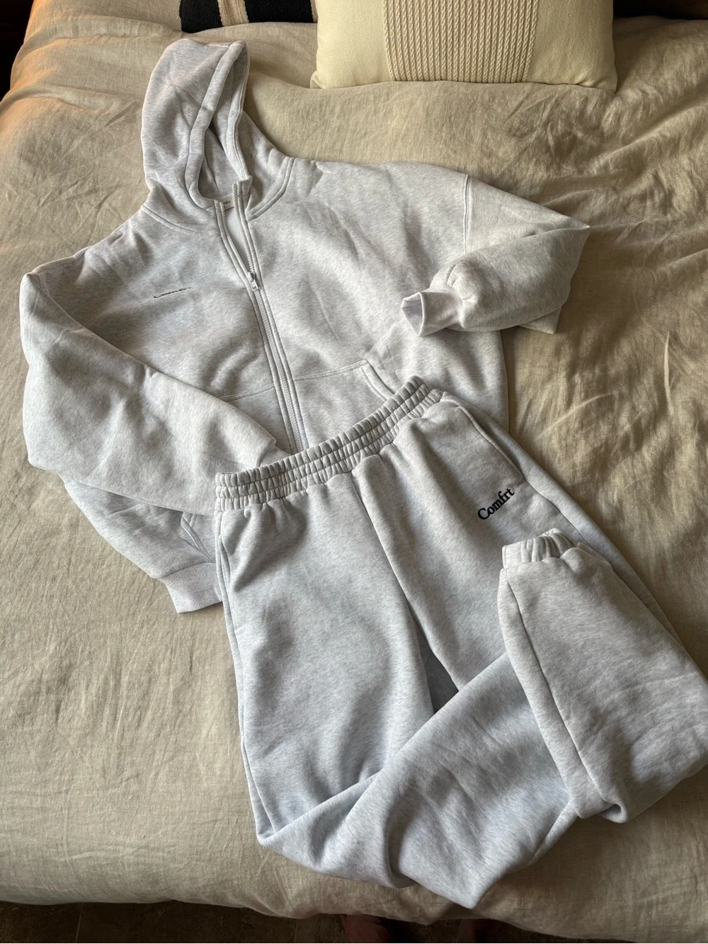 Comfort Zip Hoodie & Sweatpants Set in Light Gray - Picture 1 of 9